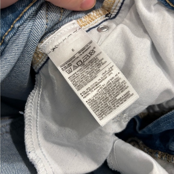 Old Navy High Rise O.G. Straight Secret Smooth Pocket Distressed Blue Jeans 6 - Picture 6 of 8